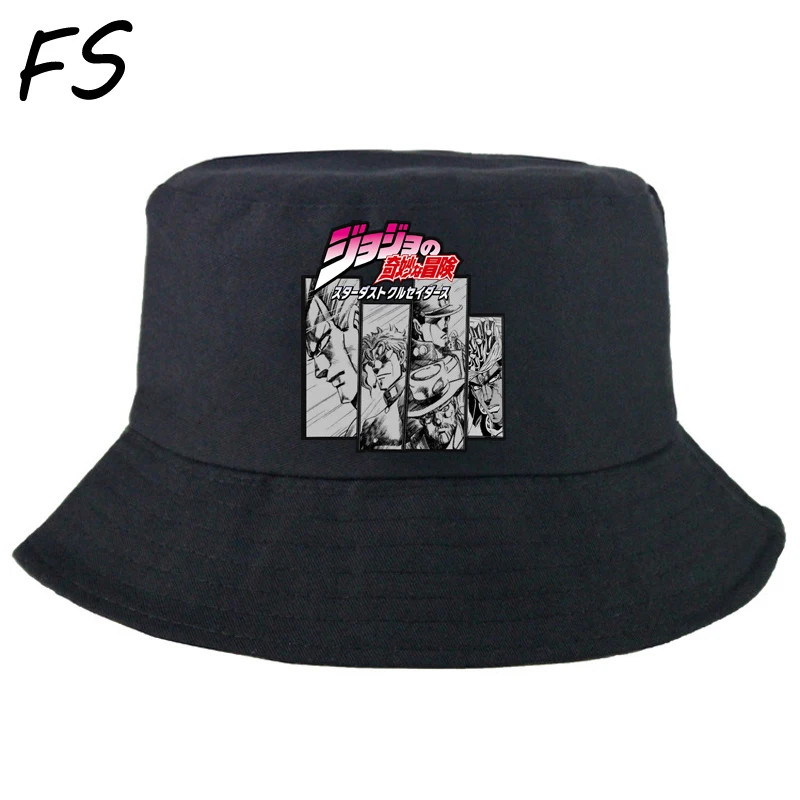 Jojos Bizarre Adventure Vintage Fisherman Hat Panama Bucket Hats Men Outdoor Women Cotton Cap Fashion Hip Hop Gorros HAT | Аксессуары