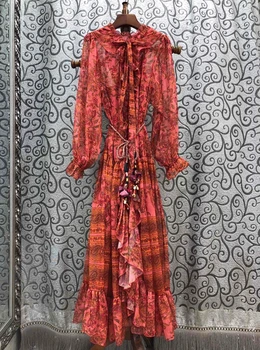 2020 Spring and Summer New Women's Neckline Drawstring Decoration with Drawstring Waist Hugging Printed Long Sleeve Dress 622
2020 Spring and Summer New Women's Neckline Drawstring Decoration with Drawstring Waist Hugging Printed Long Sleeve Dress 622