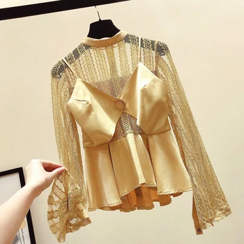 Yellow Lace Blouse Women 2020 Spring and Summer New Slim Fit Crew Neck Gauze Lace Long Sleeve Shirt Tops Blusas Tops Femme
Yellow Lace Blouse Women 2020 Spring and Summer New Slim Fit Crew Neck Gauze Lace Long Sleeve Shirt Tops Blusas Tops Femme
