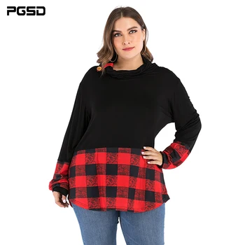 PGSD Big size fashion Lattice stitching women T-shirt Autumn winter long sleeve O-Neck Casual Plus Pullover female Top 5XL 
PGSD Big size fashion Lattice stitching women T-shirt Autumn winter long sleeve O-Neck Casual Plus Pullover female Top 5XL