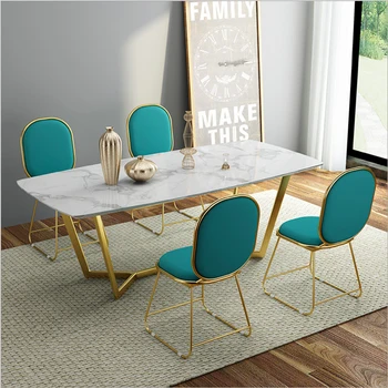 Nordic marble dining table simple rectangular four-person table and chair combination household small apartment dining table Wes
Nordic marble dining table simple rectangular four-person table and chair combination household small apartment dining table Wes