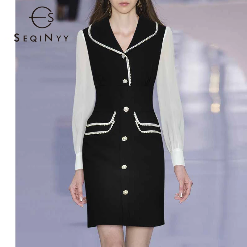 SEQINYY Office Lady Dress 2020 Summer Spring New Fashion Design Women White Long Sleeve Beading Button Black Elegant Mini Dress
SEQINYY Office Lady Dress 2020 Summer Spring New Fashion Design Women White Long Sleeve Beading Button Black Elegant Mini Dress