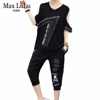 Max LuLu New 2020 Korean Fashion Designer Ladies Punk Two Pieces Sets Womens Patchwork Off Shoulder Suits Casual Tops And Pants
Max LuLu New 2020 Korean Fashion Designer Ladies Punk Two Pieces Sets Womens Patchwork Off Shoulder Suits Casual Tops And Pants