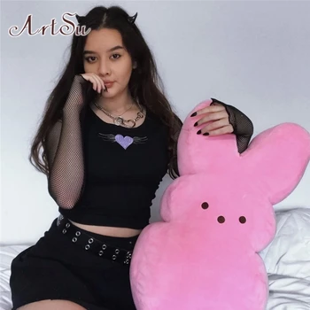 ArtSu Patchwork Fishnet Mesh Woman Tshirt Tops Heart Black Long Sleeve Tee Shirt Femme Casual Basic T-shirt Streetwear ASTS21386
ArtSu Patchwork Fishnet Mesh Woman Tshirt Tops Heart Black Long Sleeve Tee Shirt Femme Casual Basic T-shirt Streetwear ASTS21386