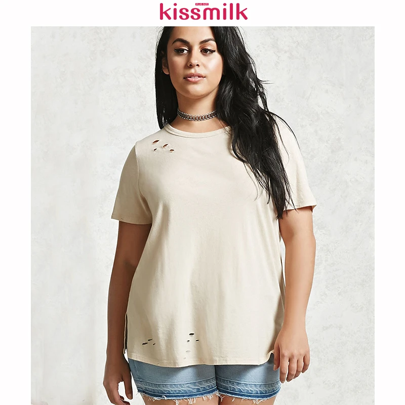Женская свободная футболка Kissmilk Повседневная Свободная с круглым вырезом
