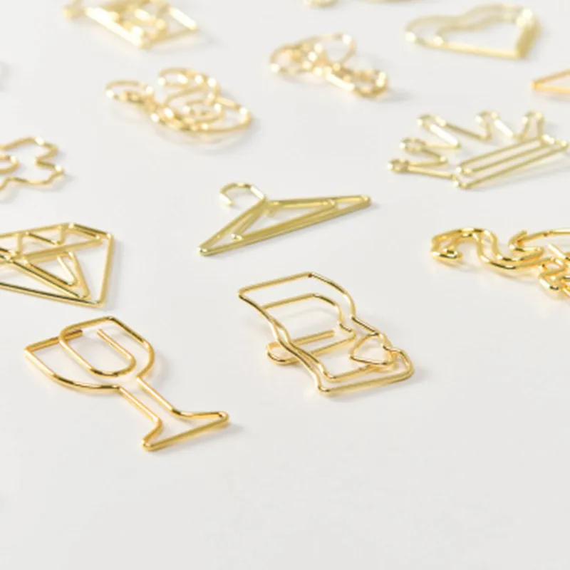 20Pcs Gold Plated Elegant Pictogram Creative Shaped Paper Clip Bookmark Office Manual Metal Paper Clip
20Pcs Gold Plated Elegant Pictogram Creative Shaped Paper Clip Bookmark Office Manual Metal Paper Clip