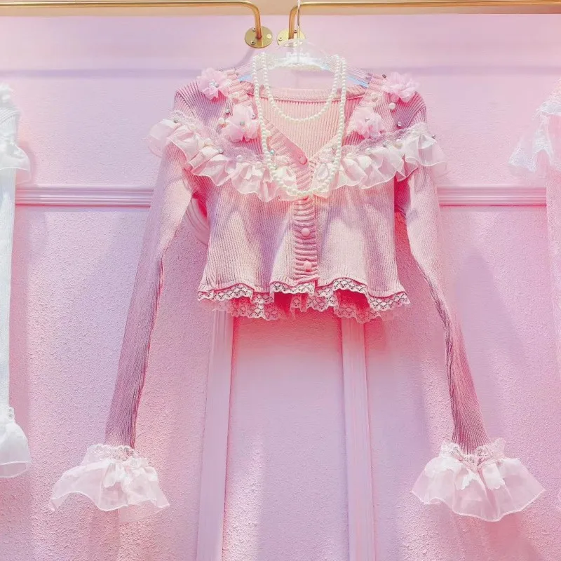 Женский трикотажный свитер с оборками, Розовый Эластичный кардиган с V-образным вырезом и расклешенными рукавами, осень 2021
Женский трикотажный свитер с оборками, Розовый Эластичный кардиган с V-образным вырезом и расклешенными рукавами, осень 2021