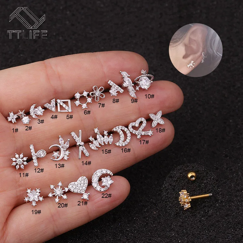 TTLIFE Screw Piercing Earrings Barbell Dainty Ear Tragus Conch Cartilage Helix Earring Stud Mini Earrings 16G Earrings for Women
TTLIFE Screw Piercing Earrings Barbell Dainty Ear Tragus Conch Cartilage Helix Earring Stud Mini Earrings 16G Earrings for Women