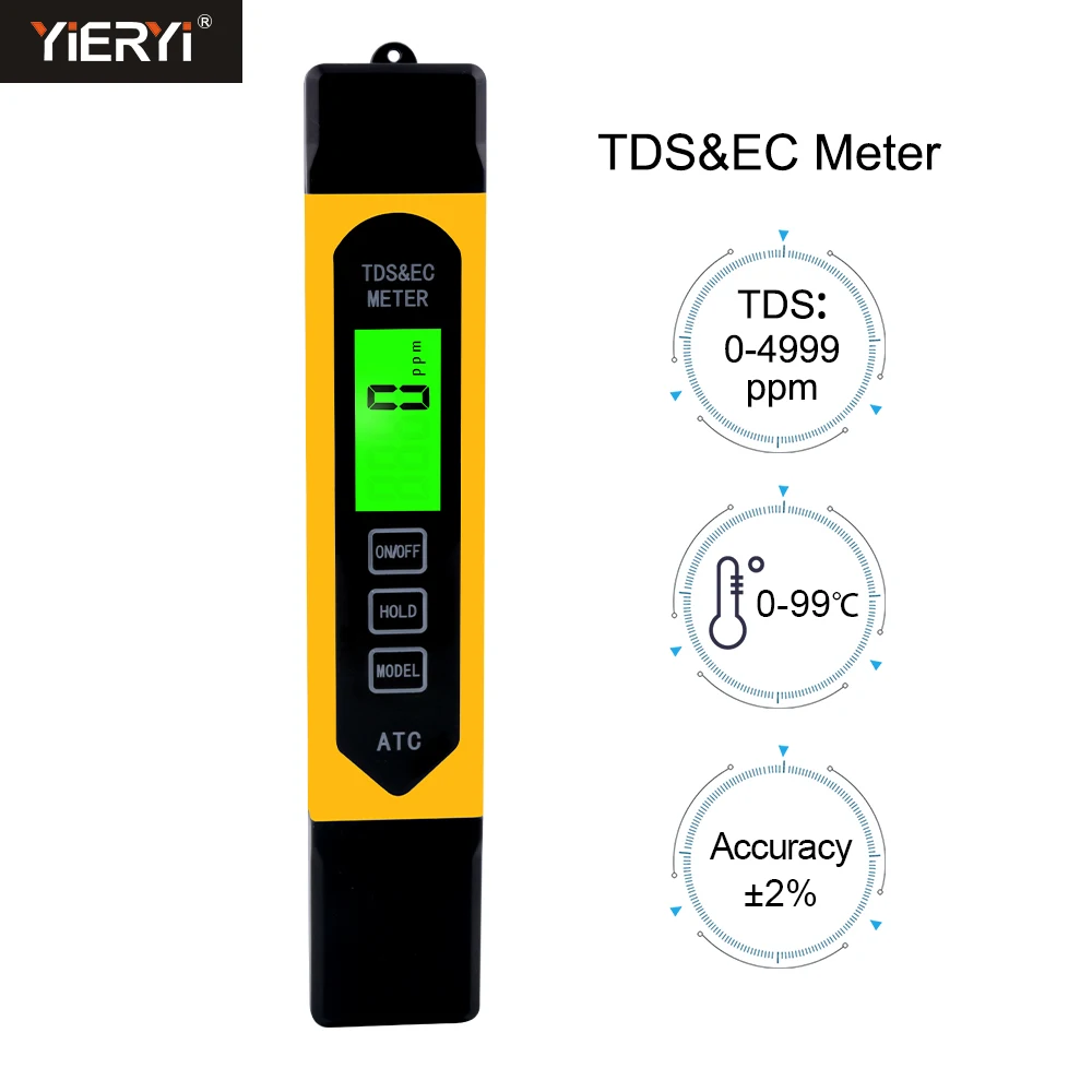 New 3 In 1 Multifunction Digital TDS EC Meter Temperature ATC Tester pen Conductivity Water Measurement Analyzer with backlight
New 3 In 1 Multifunction Digital TDS EC Meter Temperature ATC Tester pen Conductivity Water Measurement Analyzer with backlight