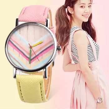 

Women Wrist Watch PU Leather Strap Rainbow Round Dial Sweet Girl Casual Analog Quartz Watches XRQ88