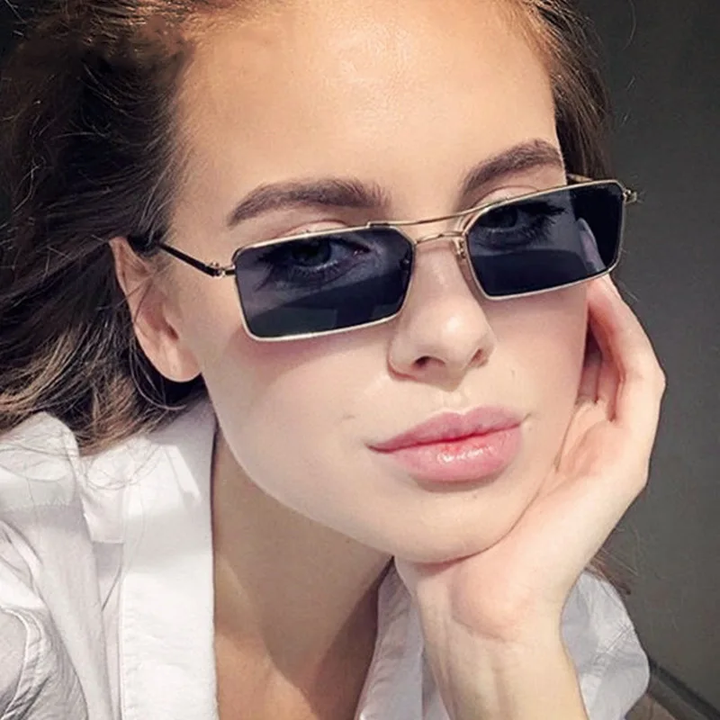 

Fashion Rectangle Rimless Sunglasses Women Small Sun Glasses Ocean Lens Shades Luxury Brand Metal Sunglass UV400 Eyewear MM46