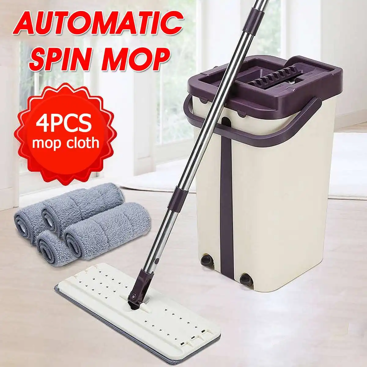 1Set Flat Squeeze Mop and Bucket Hand Free Wringing Floor Cleaning Mop 360° Roatation Automatic Spin Mop Pads Wet or Dry Usage
1Set Flat Squeeze Mop and Bucket Hand Free Wringing Floor Cleaning Mop 360° Roatation Automatic Spin Mop Pads Wet or Dry Usage