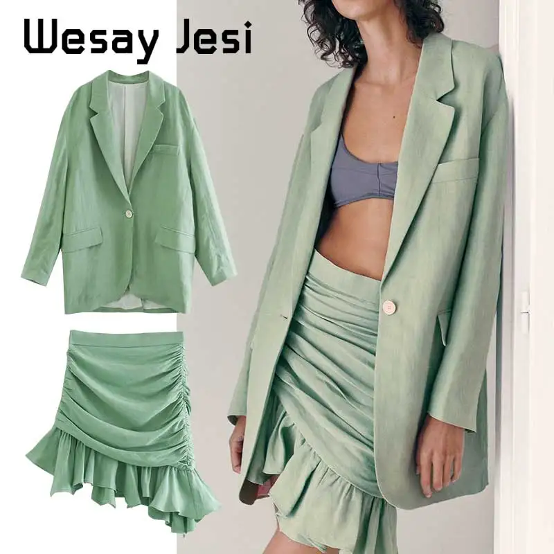 2020 ins fashion england indie folk linen light green blazer women blazers and jackets straight skirts bermuda 2 pieces sets
2020 ins fashion england indie folk linen light green blazer women blazers and jackets straight skirts bermuda 2 pieces sets