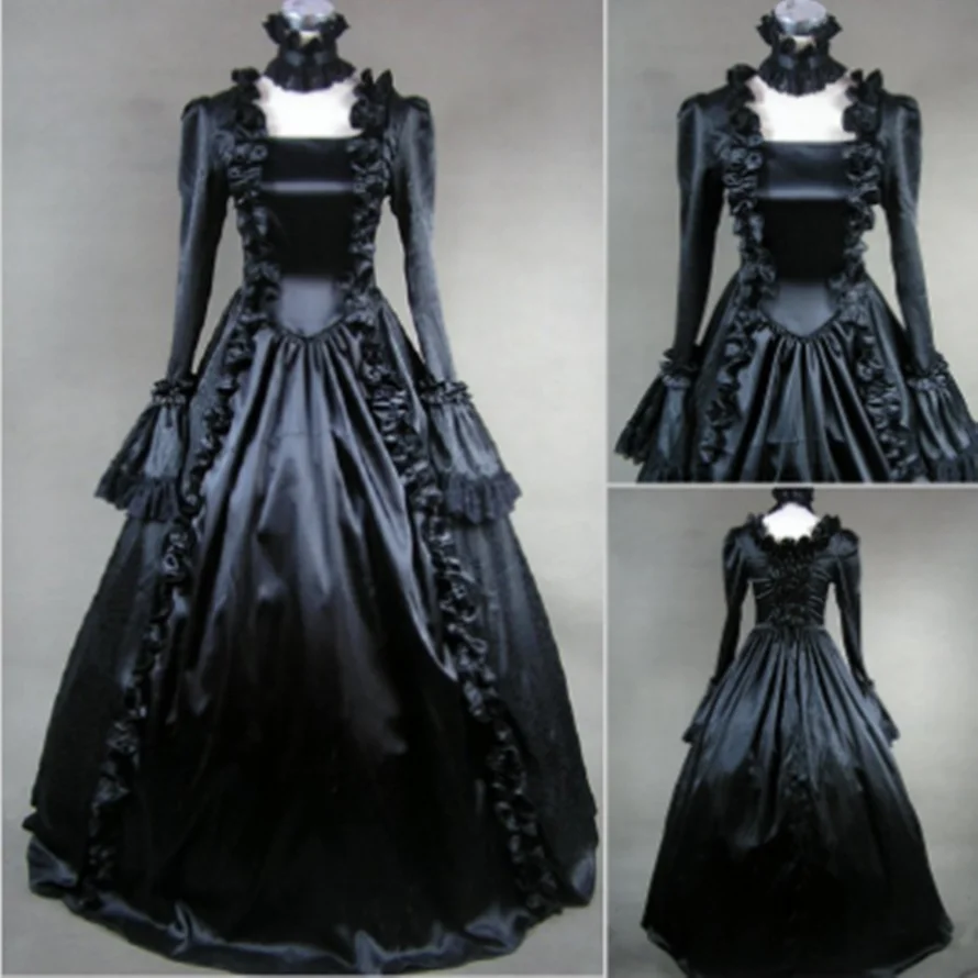 

kawaii girl gothic lolita op cosplay Gothic vintage sweet lolita dress palace lace flare sleeve dark grain long victorian dress