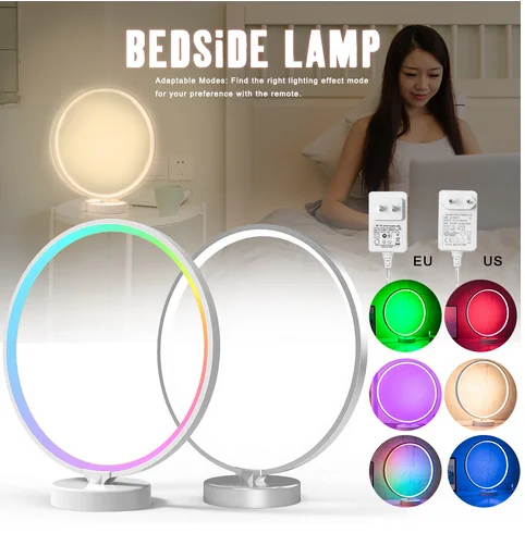 Modern Circle Variable Color Mode and Speed Bedside Lamp 4-level Adjustable Brightness Table Lamp RGB Bedroom Light with Remote
Modern Circle Variable Color Mode and Speed Bedside Lamp 4-level Adjustable Brightness Table Lamp RGB Bedroom Light with Remote