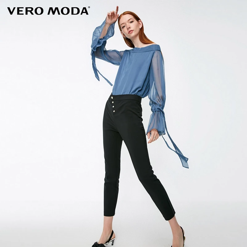 

Vero Moda 2019 New Arrivals Women's Decorative Buttons Mid-rise Slim Fit Casual Crop Pants | 318350523