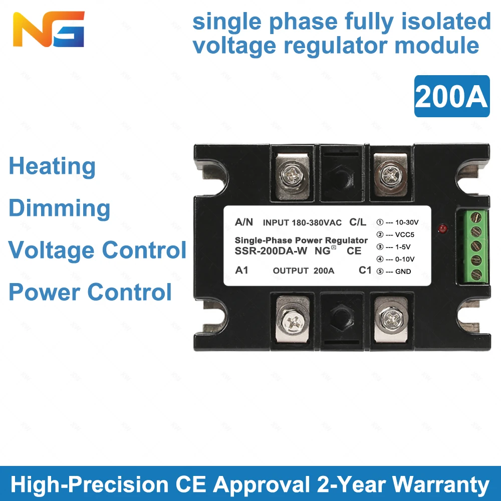 Free Shipping Single-phase SSR 200A fully isolated phase angle voltage regulator module for heating dimming
Free Shipping Single-phase SSR 200A fully isolated phase angle voltage regulator module for heating dimming