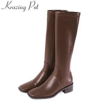 Krazing Pot fashion cow leather zipper concise riding boots round toe women winter shoes elegant party long knee high boots L27
Krazing Pot fashion cow leather zipper concise riding boots round toe women winter shoes elegant party long knee high boots L27