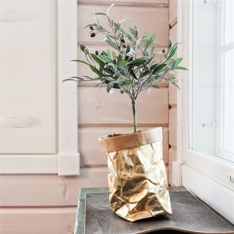 Washable kraft paper bag plant flower pot multifunctional portable simple home garden storage bag save space reuse