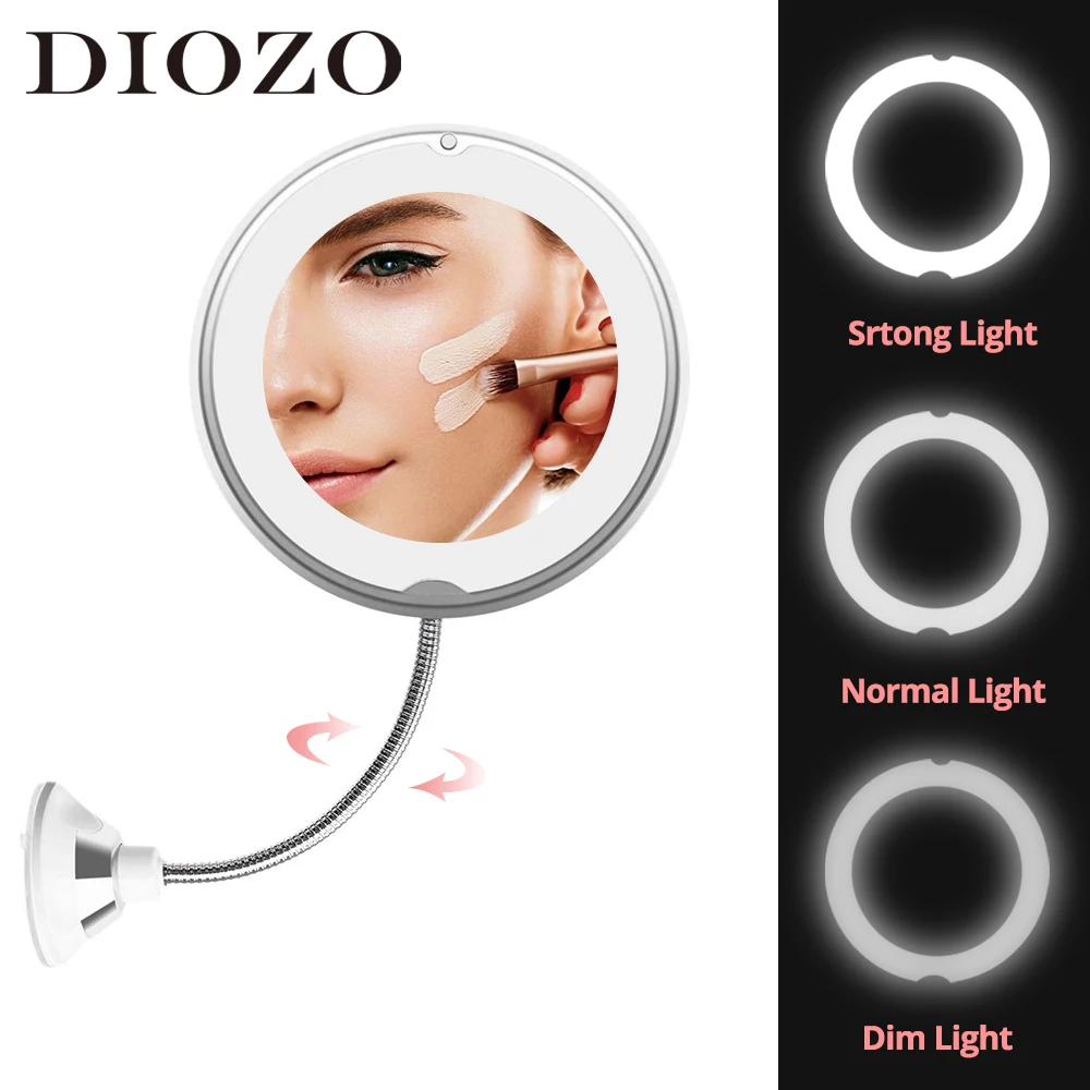 DIOZO 10X увеличительное зеркало для макияжа 3 яркости светодиодный свет макияж