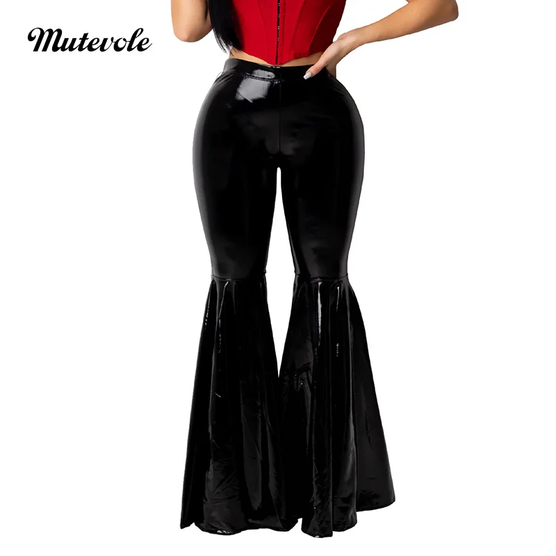 Mutevole Women Sexy Faux Leather Thin Flare Pants Fashion High Waist PU Leather Trousers Elegant Solid Color Skinny Party Pants
Mutevole Women Sexy Faux Leather Thin Flare Pants Fashion High Waist PU Leather Trousers Elegant Solid Color Skinny Party Pants