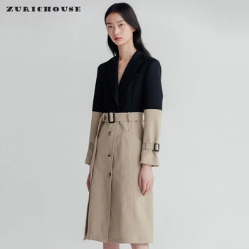ZURICHOUSE Contrast Color Trench Female Spring Long Coat 2020 Fashion Notched Collar Sashes Slim Retro Windbreaker Woman
ZURICHOUSE Contrast Color Trench Female Spring Long Coat 2020 Fashion Notched Collar Sashes Slim Retro Windbreaker Woman