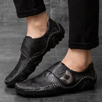 Zapatillas KPOCCOBKN Cowhide Fashion Buty Casual Genuine Leather Loafers Cow Leather Pig Split Rubber Solid Slip-on Summer 
Zapatillas KPOCCOBKN Cowhide Fashion Buty Casual Genuine Leather Loafers Cow Leather Pig Split Rubber Solid Slip-on Summer