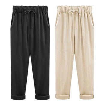 2Pc Woman Spring Autumn Femme Cotton Linen Lace Up Nine Minutes of Pants Long Trousers Loose Plus Size Fashion Elastic Waist Mid
2Pc Woman Spring Autumn Femme Cotton Linen Lace Up Nine Minutes of Pants Long Trousers Loose Plus Size Fashion Elastic Waist Mid