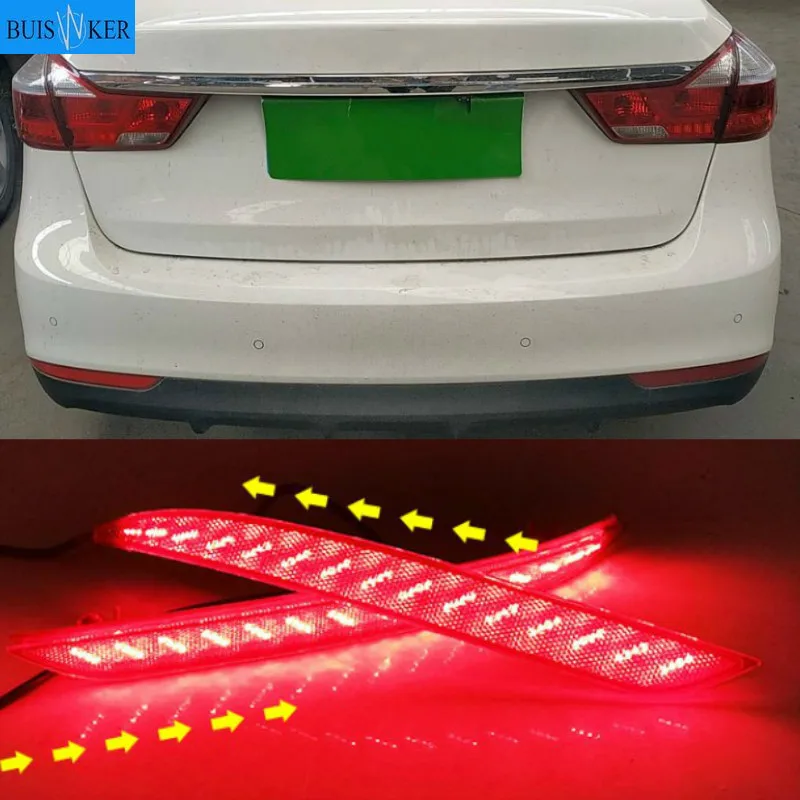 

2PCS Car Red Len Led Rear Bumper Reflector For Kia K3 Cerato Forte 2016-2018 LED Brake Light Tail Fog Lamp