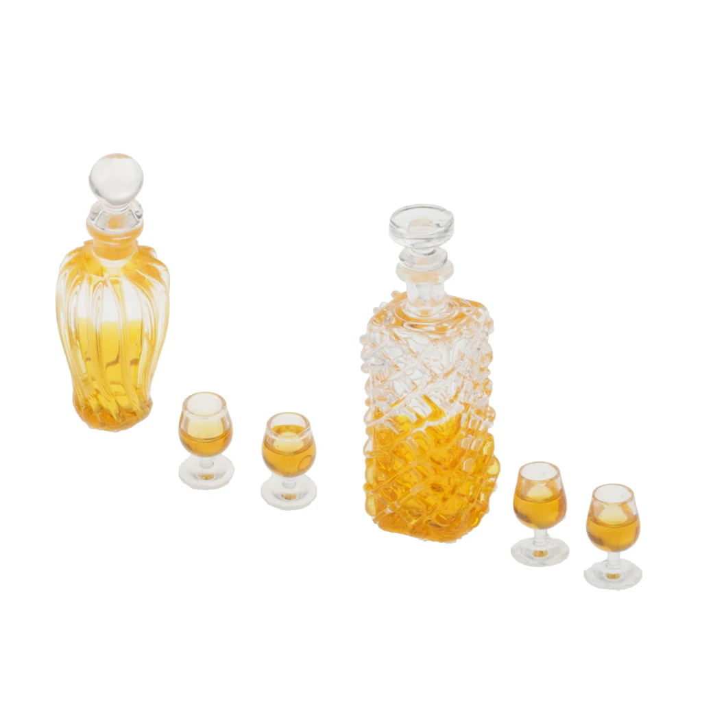 2Pcs Miniature Wine Bottles & 4Pcs Cups 1/12 Dollhouse Kitchen Dinning Room Table Decoration Accessories 2Pcs Miniature Wine Bottles & 4Pcs Cups 1/12 Dollhouse Kitchen Dinning Room Table Decoration Accessories