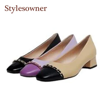Gentle Purple Leather Single Shoes 2020 Spring/Autumn Fashion Metal Chain Mid-Heel Low-Cut Square Toe Thick Heel New Fairy Shoes
Gentle Purple Leather Single Shoes 2020 Spring/Autumn Fashion Metal Chain Mid-Heel Low-Cut Square Toe Thick Heel New Fairy Shoes