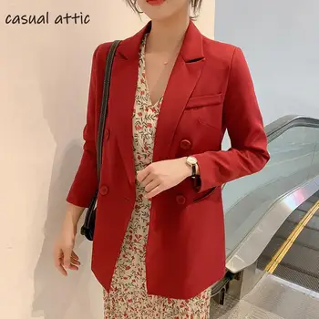 Red Korean Style Women's Blazer And Tops 2019 Autumn Double Breasted Jacket Women Office Wear Long Blazer Femme Ladies Coat
Red Korean Style Women's Blazer And Tops 2019 Autumn Double Breasted Jacket Women Office Wear Long Blazer Femme Ladies Coat