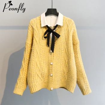 PEONFLY Solid Color Women's Sweater Casual Single Breasted Knitted Coat Spring Korean Long Sleeve Elegant Cardigan Yellow Pink
PEONFLY Solid Color Women's Sweater Casual Single Breasted Knitted Coat Spring Korean Long Sleeve Elegant Cardigan Yellow Pink