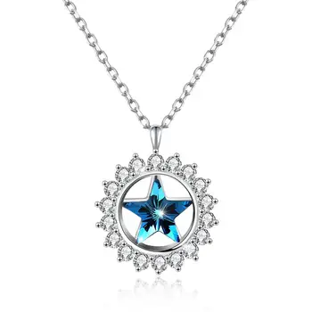 New Necklaces LEKANI Blue Crystals From Swarovski Necklace 925 Sterling Silver Diamond Shape Star Pendant Choker Women Jewelry
New Necklaces LEKANI Blue Crystals From Swarovski Necklace 925 Sterling Silver Diamond Shape Star Pendant Choker Women Jewelry