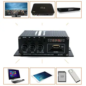 AK370 Mini Bluetooth Amplifier Stereo Audio Amplifier Mini Audio Digital Stereo FM AMP Remote Home
AK370 Mini Bluetooth Amplifier Stereo Audio Amplifier Mini Audio Digital Stereo FM AMP Remote Home