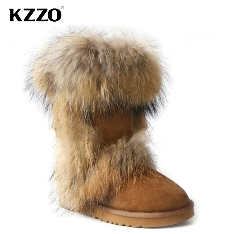 KZZO Women's Luxury Natural Fox Fur Tassel Winter Snow Boots Australia Classic Cow Leather Mid-calf Boots Warm Shoes Rubber Sole
KZZO Women's Luxury Natural Fox Fur Tassel Winter Snow Boots Australia Classic Cow Leather Mid-calf Boots Warm Shoes Rubber Sole
