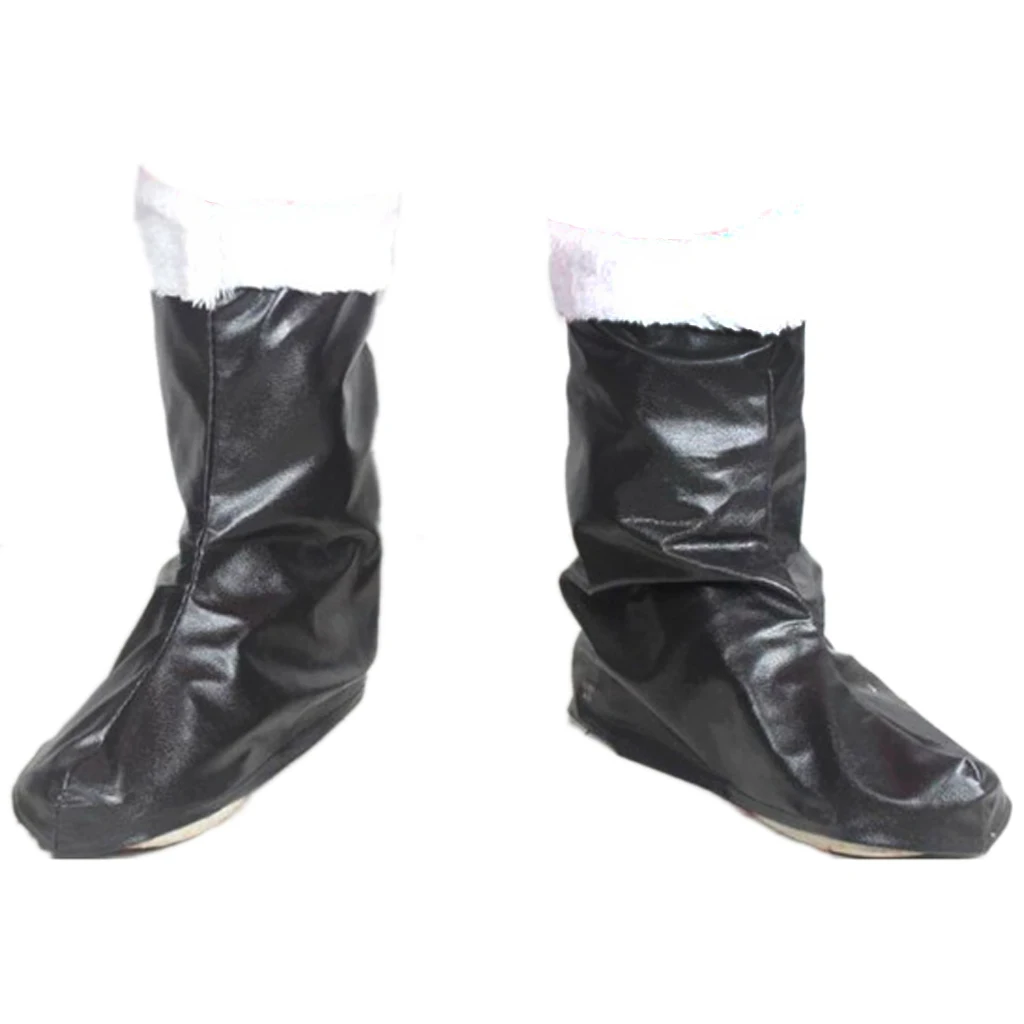 NEW Santa Claus Christmas BLACK Costume BOOTS XMAS Holiday Props Shoes