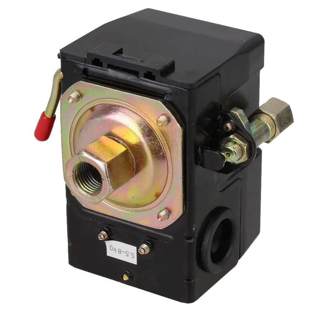 80-115 PSI 1-Port Adjustable Pressure Switch Control Valve for Air Compressor Red On/Off Lever
80-115 PSI 1-Port Adjustable Pressure Switch Control Valve for Air Compressor Red On/Off Lever
