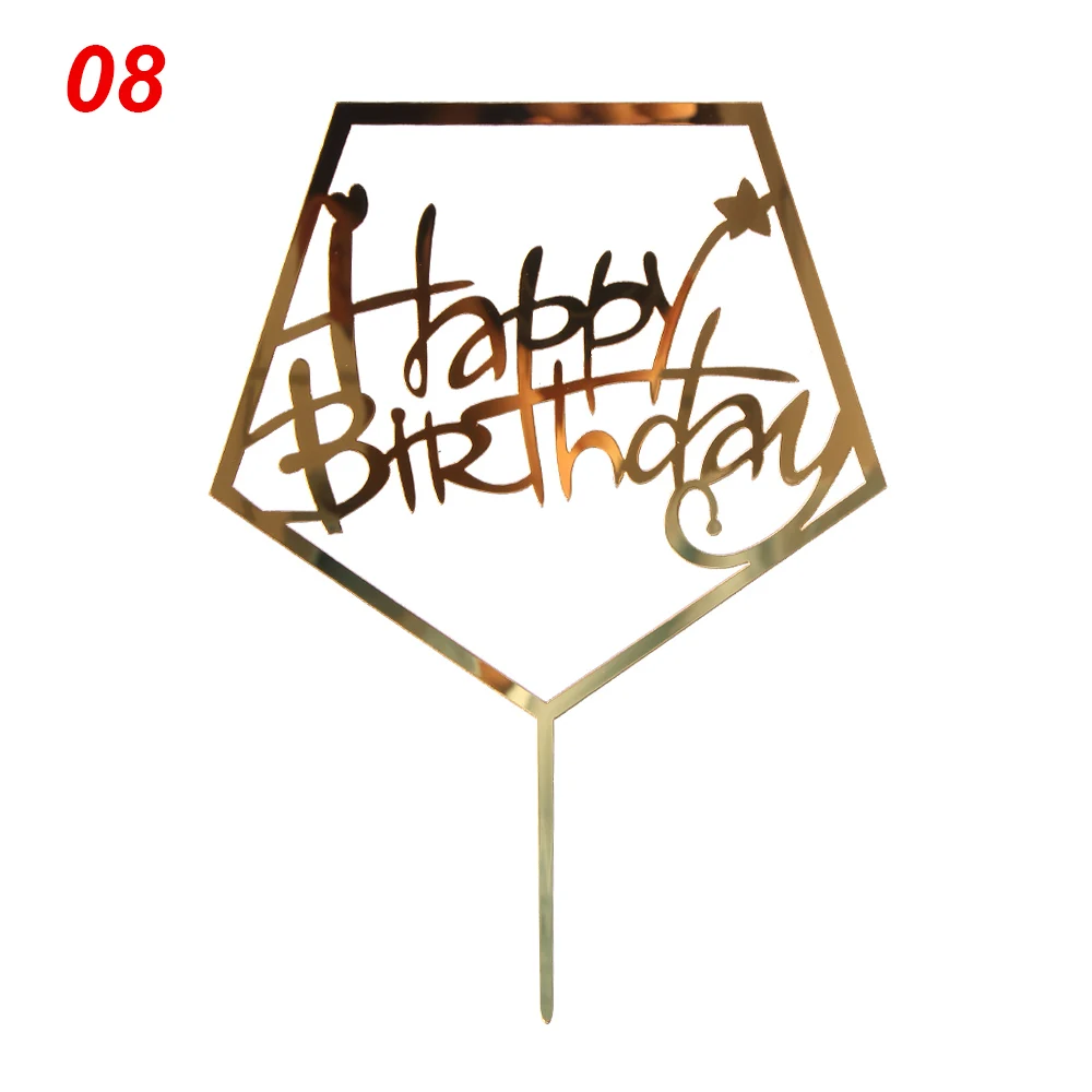 8styles home love happy birthday gold cake topper