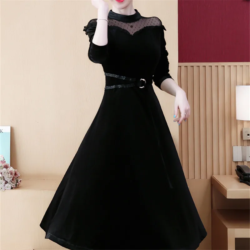 Plus Size Robe Patchwork Fashion High Waist Elegant Casual O-Neck Long Sleeve Winter Velvet Dress Autumn Women Female Mujer New
Plus Size Robe Patchwork Fashion High Waist Elegant Casual O-Neck Long Sleeve Winter Velvet Dress Autumn Women Female Mujer New