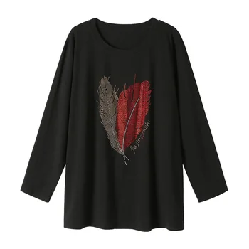 Plus size women's clothing autumn and winter fat ladies fashion loose rhinestone long sleeve T-shirt
Plus size women's clothing autumn and winter fat ladies fashion loose rhinestone long sleeve T-shirt