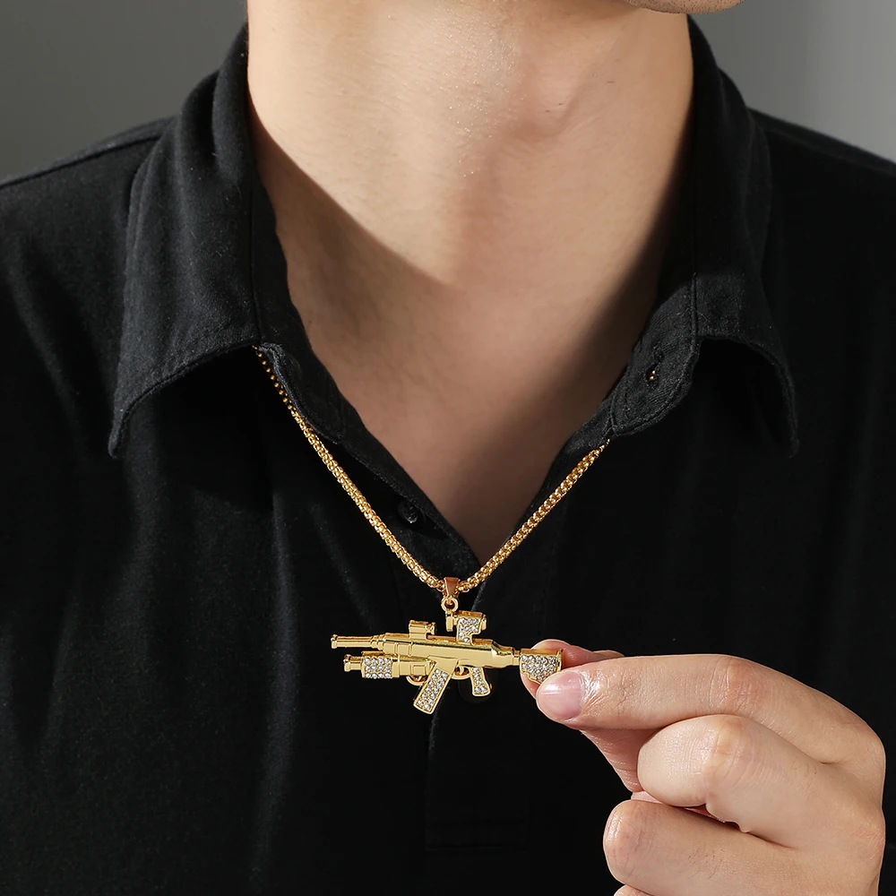 Хрустальное металлическое ожерелье для мужчин и женщин в стиле хип-хоп кулон