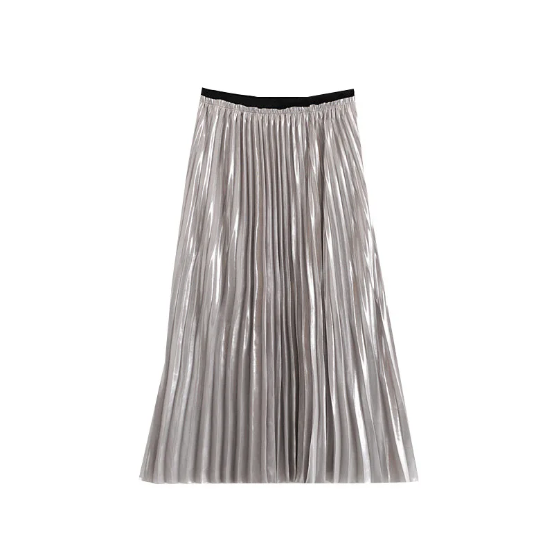 Australia Non-mainstream Retro Hot Silver Metal Color Pleated Skirt WOMEN'S Dress New Products High-waisted Elastic Casual Skirt
Australia Non-mainstream Retro Hot Silver Metal Color Pleated Skirt WOMEN'S Dress New Products High-waisted Elastic Casual Skirt