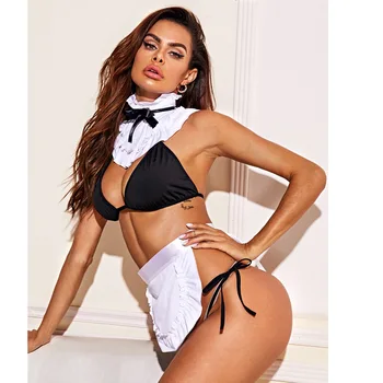 LEECHEE New Sexy Porno Lingerie Babydoll Erotic Costume Woman maid halter apron uniform lngerie Role temptation maid underwear 
LEECHEE New Sexy Porno Lingerie Babydoll Erotic Costume Woman maid halter apron uniform lngerie Role temptation maid underwear