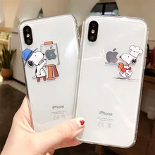 Para o iphone 6 7 8 6s 11 pro caso max para o iphone x xs xr 6 7 8 mais caso para o iphone xs max 5 5S se caso capa transparente cão(China)