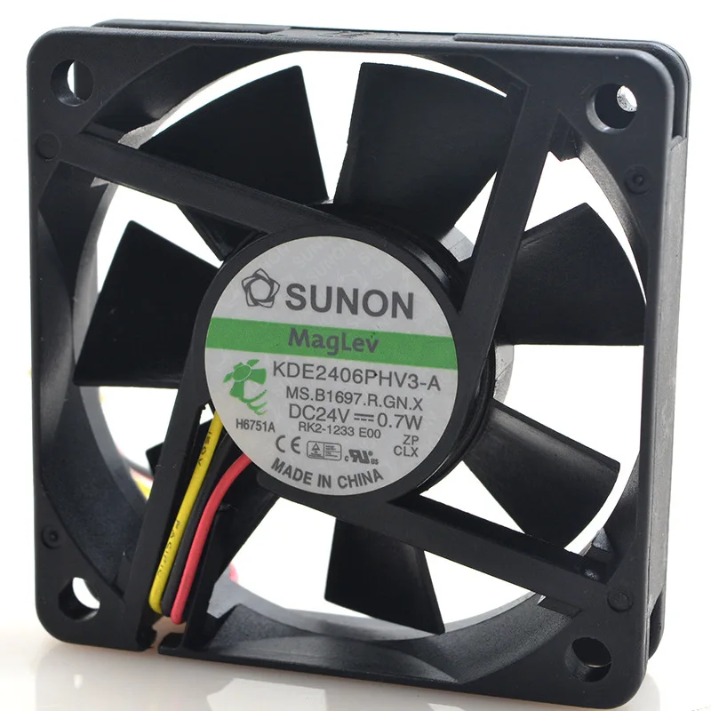 Оригинальный Для Охлаждения SUNON 6 см 6015 24V 0 7 W KDE2406PHV3 A 3 линии Инвертор Вентилятор