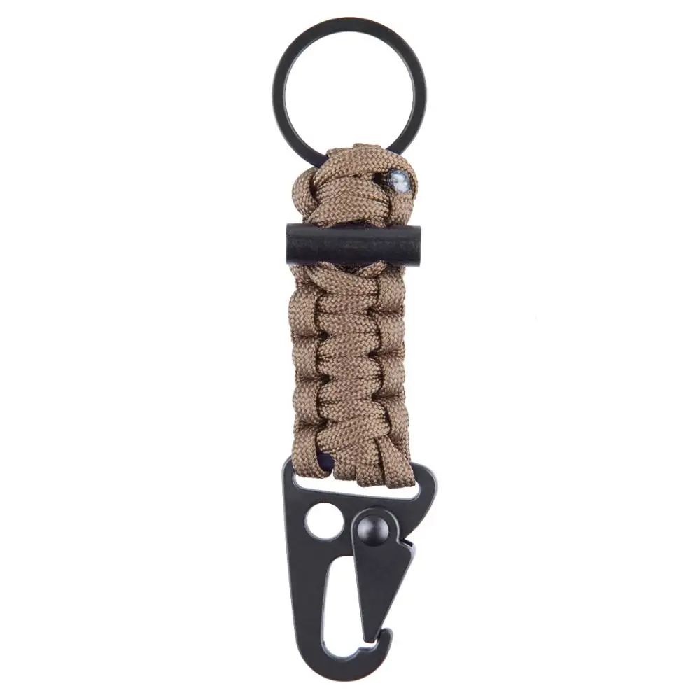 

TUMBEELLUWA Outdoor Survival Paracord Carabiner Keychains Lanyard Military Emergency Parachute Cord Key Rings for Men 5 inches