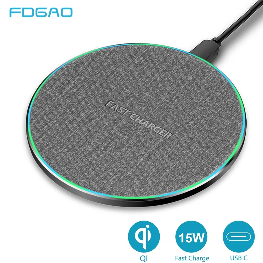 FDGAO 15W Qi Fast Wireless Charger For iPhone 13 12 11 Pro XS XR X 8 QC 3.0 Quick Charging Pad Samsung S21 S20 S10 Xiaomi | Мобильные