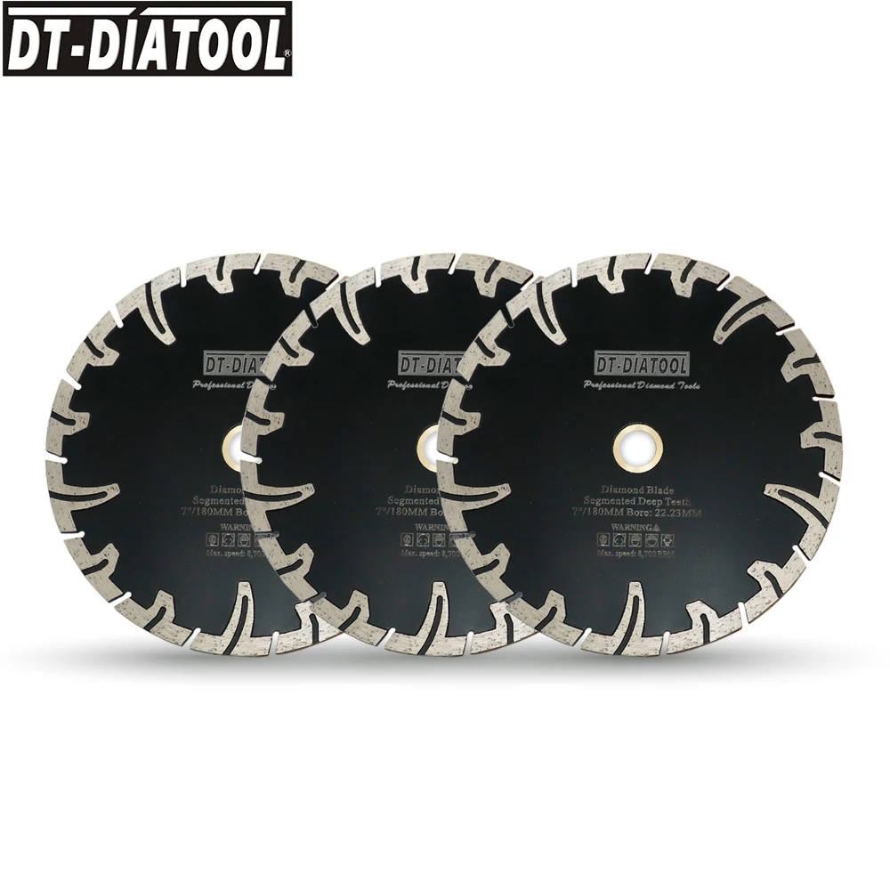 DT-DIATOOL 3pcs Segmented Deep Teeth Diamond Cutter Saw Blades Cutting Disc for cutting Granite Stone Concrete Dia 7inch/180mm
DT-DIATOOL 3pcs Segmented Deep Teeth Diamond Cutter Saw Blades Cutting Disc for cutting Granite Stone Concrete Dia 7inch/180mm