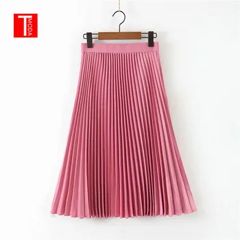 TMODA 2020 Spring Autumn Fashion Women's High Waist Pleated Solid Color Knee Length Elastic Skirt Promotions Lady Brown Pink
TMODA 2020 Spring Autumn Fashion Women's High Waist Pleated Solid Color Knee Length Elastic Skirt Promotions Lady Brown Pink